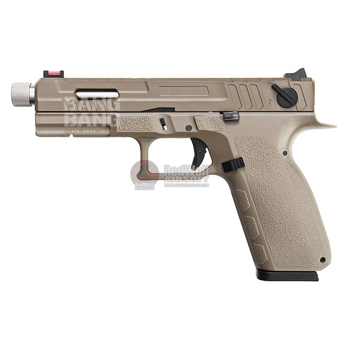 KJ Works KP - 13F Full Auto Metal Slide Co2 Pistol (w/ Thread Barrel & Cap) - TAN - Bang Bang Airsoft
