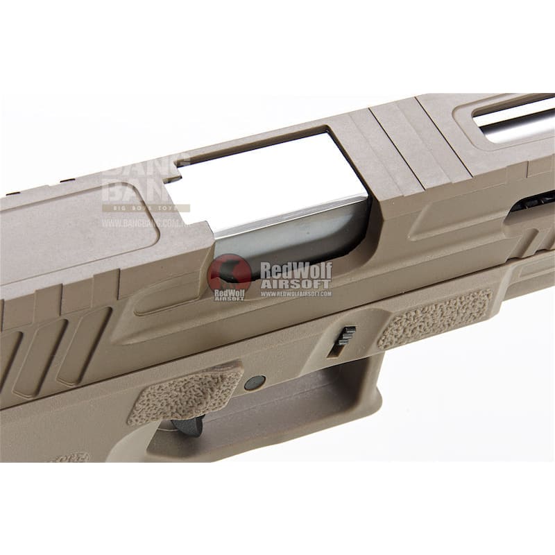 KJ Works KP - 13F Full Auto Metal Slide Co2 Pistol (w/ Thread Barrel & Cap) - TAN - Bang Bang Airsoft