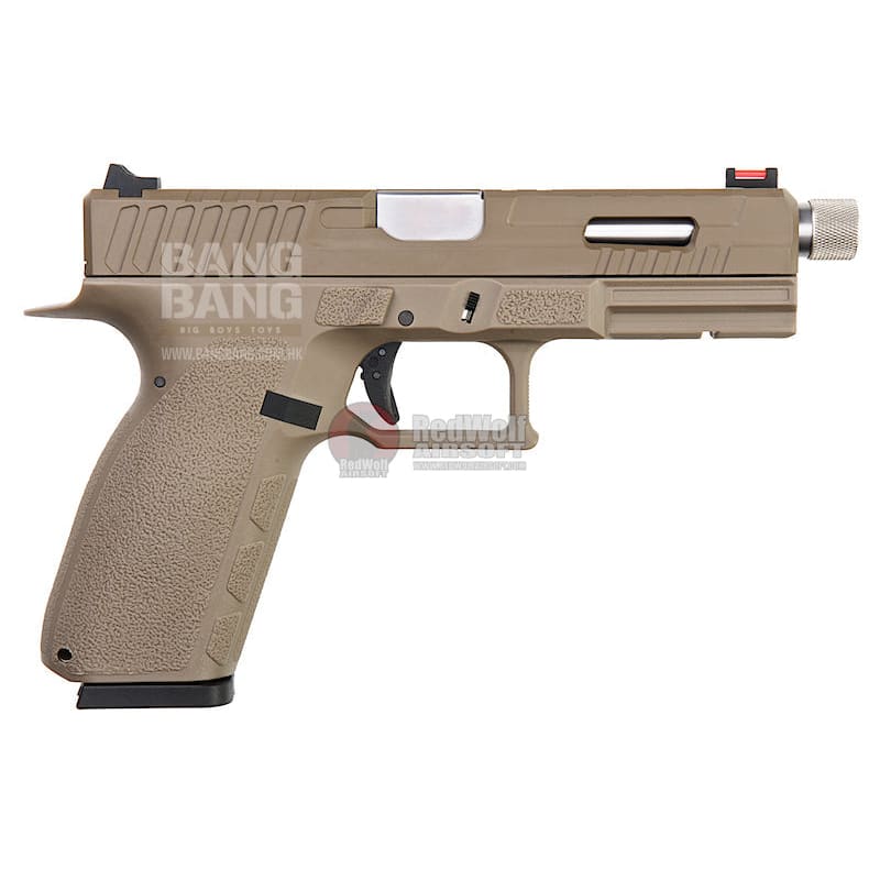 KJ Works KP - 13F Full Auto Metal Slide Co2 Pistol (w/ Thread Barrel & Cap) - TAN - Bang Bang Airsoft