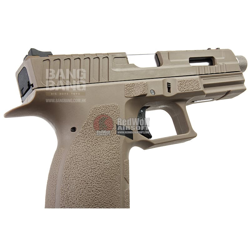 KJ Works KP - 13F Full Auto Metal Slide Co2 Pistol (w/ Thread Barrel & Cap) - TAN - Bang Bang Airsoft