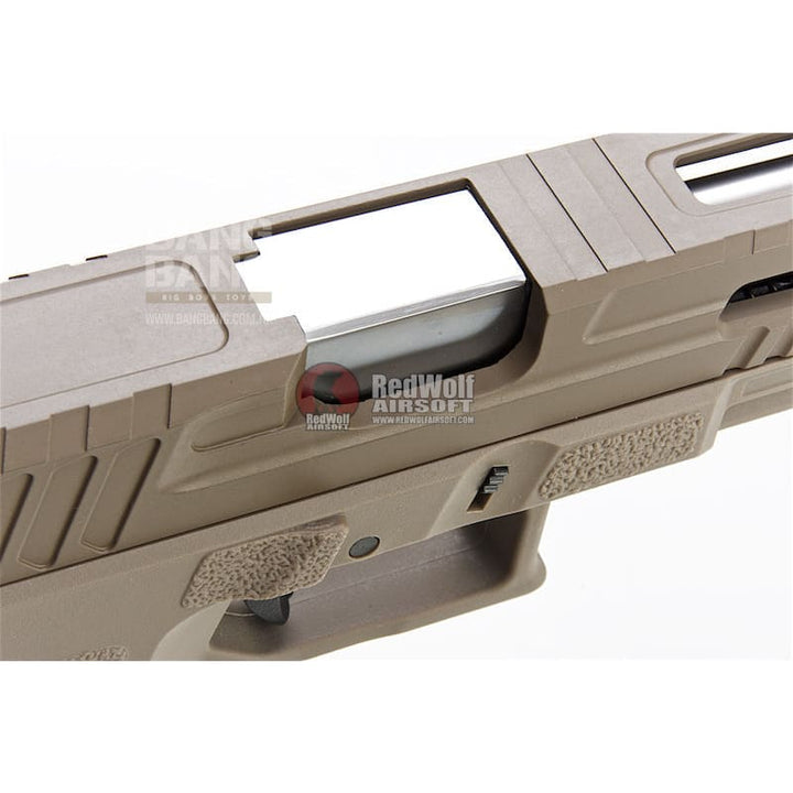 KJ Works KP - 13F Full Auto Metal Slide GBB Pistol (w/ Thread Barrel & Cap) - TAN - Bang Bang Airsoft