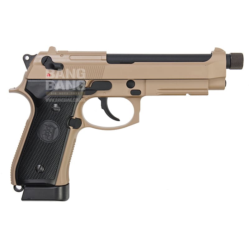 KJ Works M9A1 Full Metal GBB Pistol (Threaded Tip Version) - TAN - Bang Bang Airsoft