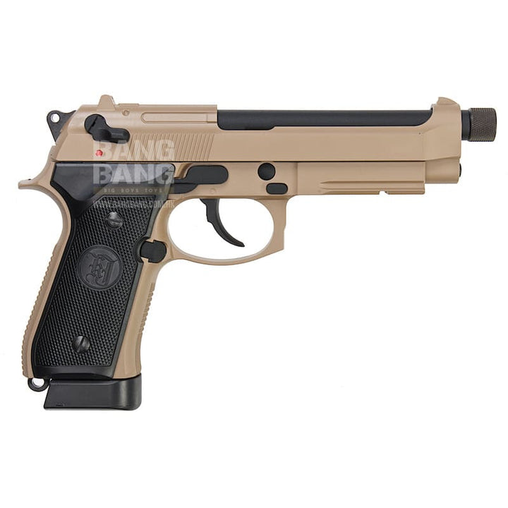KJ Works M9A1 Full Metal GBB Pistol (Threaded Tip Version) - TAN - Bang Bang Airsoft
