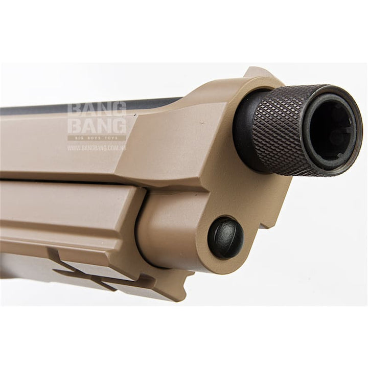 KJ Works M9A1 Full Metal GBB Pistol (Threaded Tip Version) - TAN - Bang Bang Airsoft