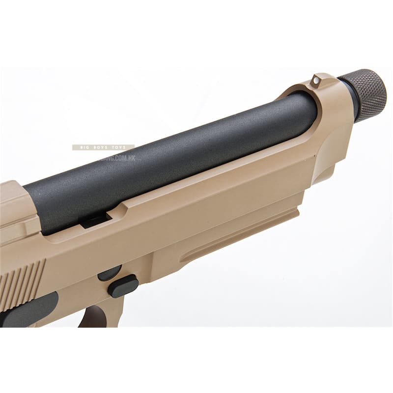 KJ Works M9A1 Full Metal GBB Pistol (Threaded Tip Version) - TAN - Bang Bang Airsoft