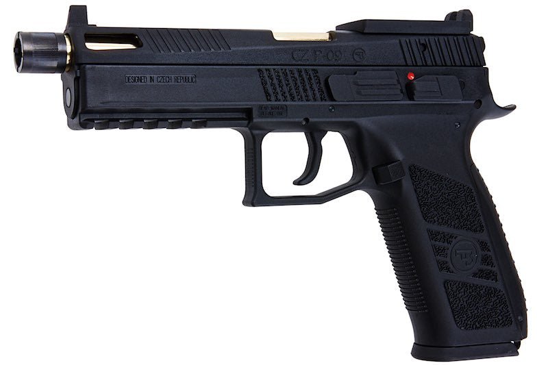 KJ Works P - 09 Green Gas Airsoft Pistol (Optics Ready) - Black (Threaded Outer Barrel) - Bang Bang Airsoft