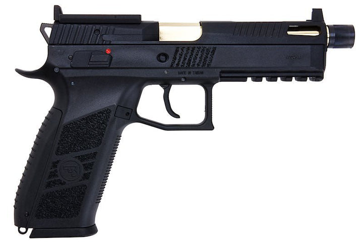 KJ Works P - 09 Green Gas Airsoft Pistol (Optics Ready) - Black (Threaded Outer Barrel) - Bang Bang Airsoft