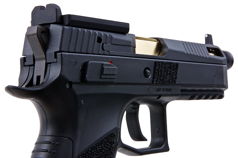 KJ Works P - 09 Green Gas Airsoft Pistol (Optics Ready) - Black (Threaded Outer Barrel) - Bang Bang Airsoft