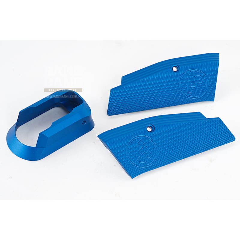 KJ Works Short Aluminium Hand Grip & Magwell Set - Blue - Bang Bang Airsoft