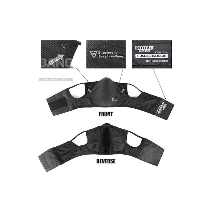 Laylax (Battle Style) AeroFlex Face Guard - Black (Size S - M) - Bang Bang Airsoft