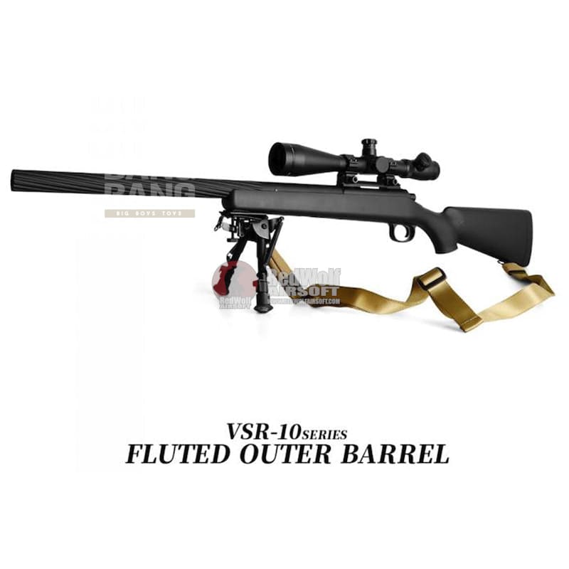 Laylax PSS Fluted Outer Barrel for VSR - 10 Series (Twist Type) - Black - Bang Bang Airsoft