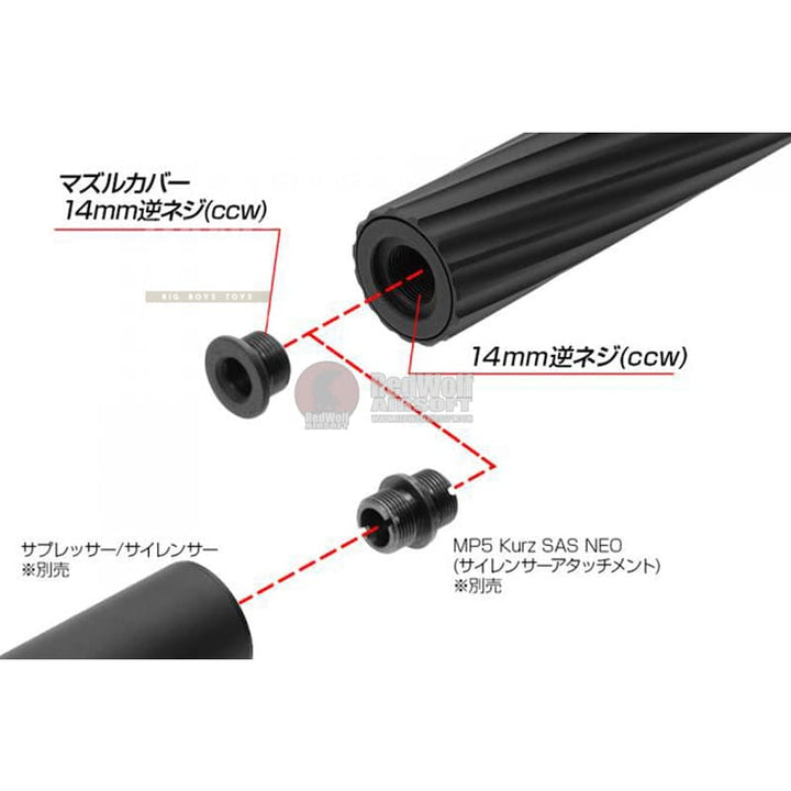 Laylax PSS Fluted Outer Barrel for VSR - 10 Series (Twist Type) - Black - Bang Bang Airsoft