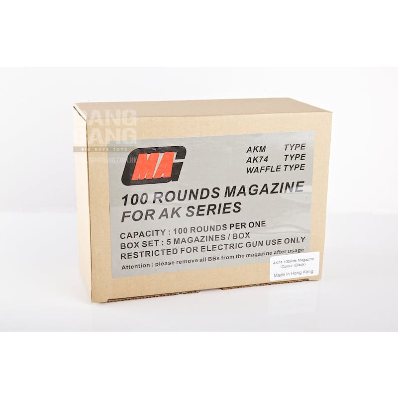 MAG AK74 100rds Mag 5 Box Set for Tokyo Marui AK (Black) - Bang Bang Airsoft