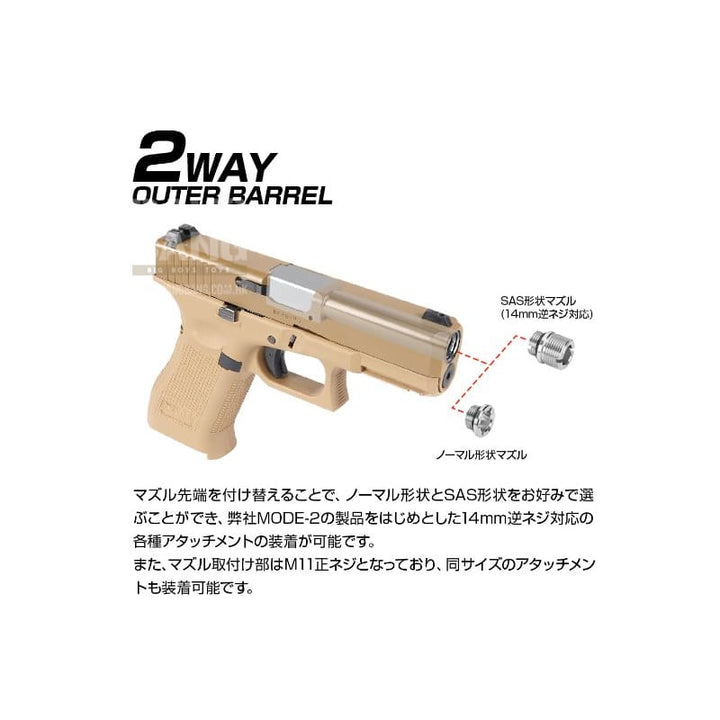 Nine Ball Non - Recoil 2 Way Outer Barrel w/ 14mm CCW Adapter for Umarex (VFC) 19X GBB Airsoft - SV - Bang Bang Airsoft