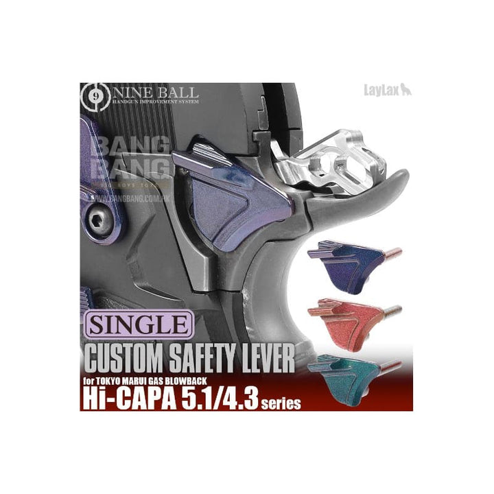 Nine Ball Single Safety Lever - ZANSHIN for Tokyo Marui Hi Capa 5.1 /4.3 /Gold Match GBB - Murasaki Purple - Bang Bang Airsoft