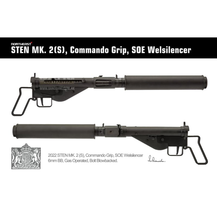 Northeast STEN MK2 GBB SOE Ver. (Welsilencer & Commando Grip) - Bang Bang Airsoft