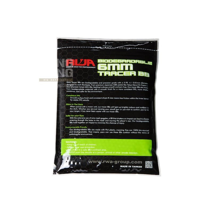 RWA 6mm Airsoft Tracer BBs (PLA BIO Tracer, 0.32g, 3000 rounds/bag) - Bang Bang Airsoft