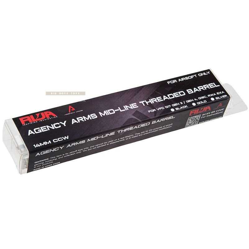 RWA Agency Arms Mid - Line Threaded Barrel for VFC Glock 17 Gen 3/4 18C RWA EXA GBB Airsoft (14mm CCW) SV  Bang Bang Airsoft