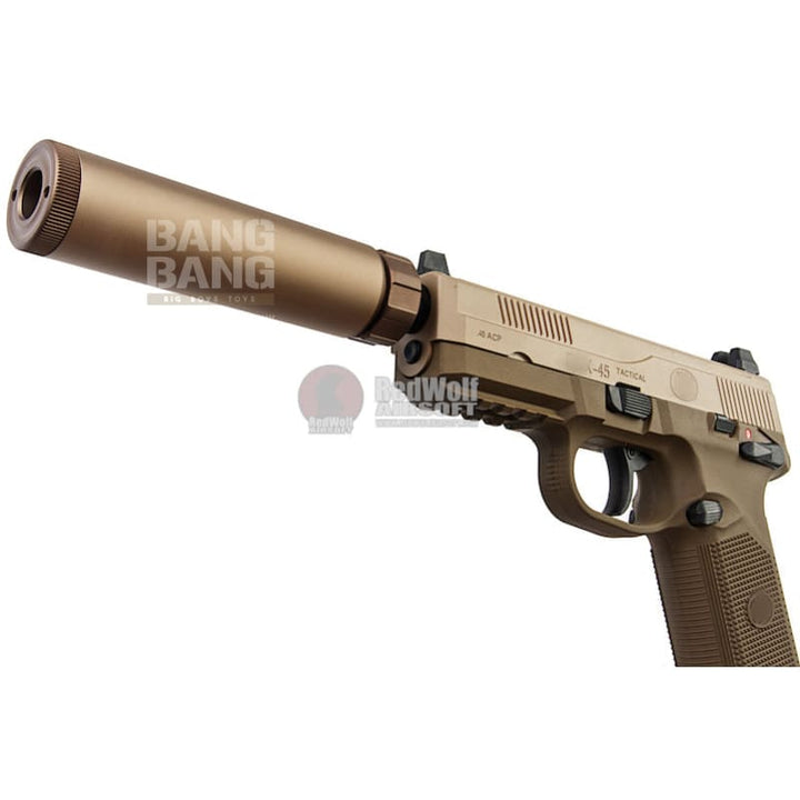 Tokyo Marui Tactical Silencer for Tokyo Marui FNX - 45 / HK45 Tactical Gas Pistol (16mm CW) - FDE - Bang Bang Airsoft