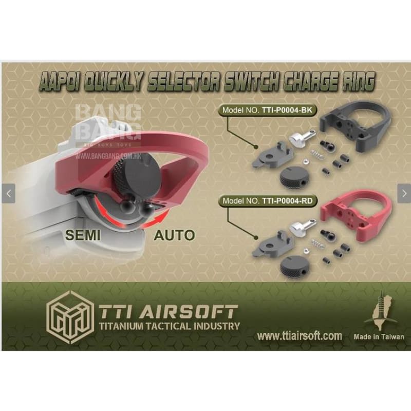 TTI Airsoft Selector Switch Charge Ring for AAP - 01 GBB Pistol - Red - Bang Bang Airsoft