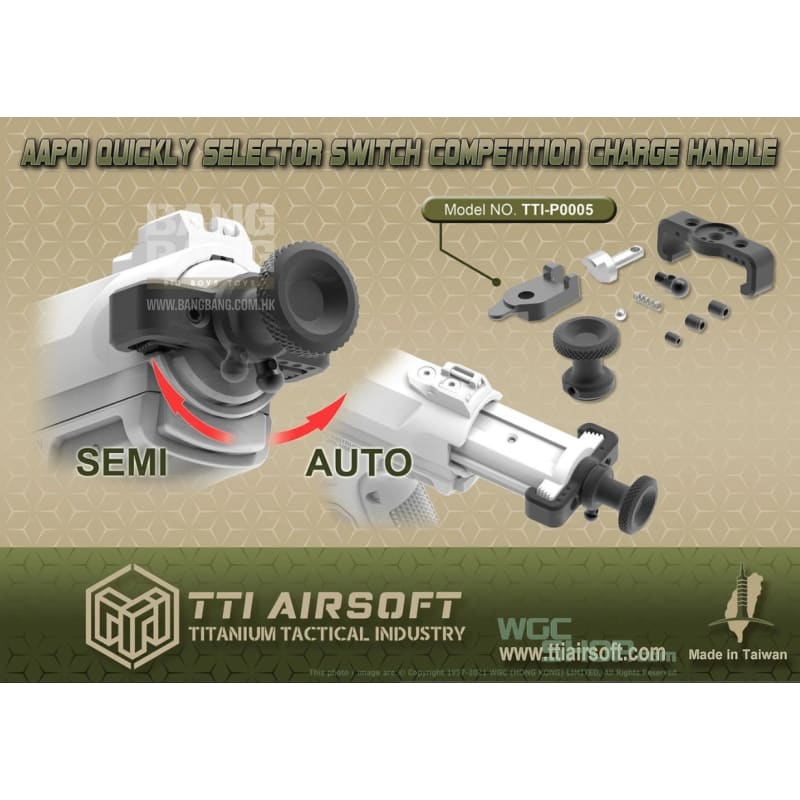 TTI Airsoft Selector Switch Competition Charge Handle For AAP - 01 - Bang Bang Airsoft