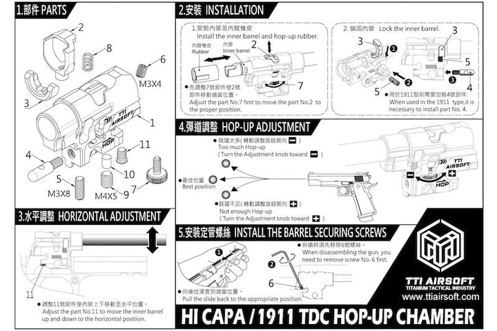 TTI Airsoft Tokyo Marui Hi Capa GBB Infinity One Piece Full CNC TDC Hop Up Chamber - Blue - Bang Bang Airsoft
