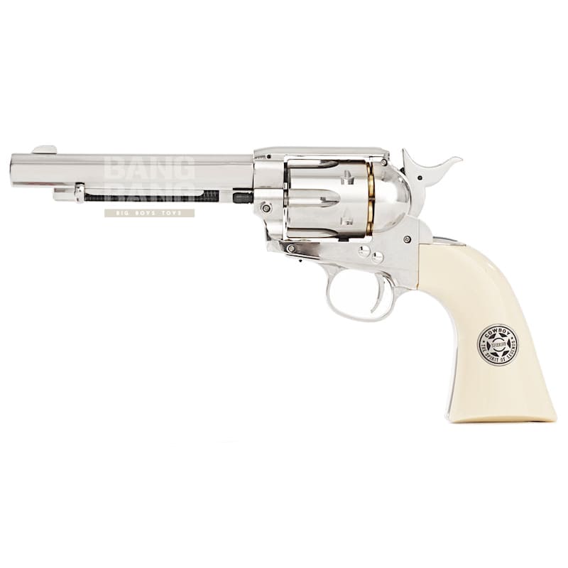 Umarex SAA .45 Co2 (GK Custom 6mm Version) Metal Revolver (Nickel Pearl) - Cowboy Police Version (by WinGun) - Bang Bang Airsoft