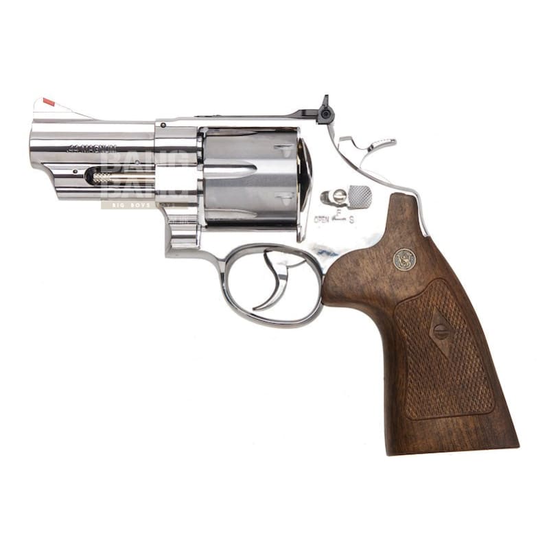 Umarex S&W M29 Airsoft Revolver CO2 (3 inch, Brown Grip, 6mm Version) - Silver (by WinGun) - Bang Bang Airsoft