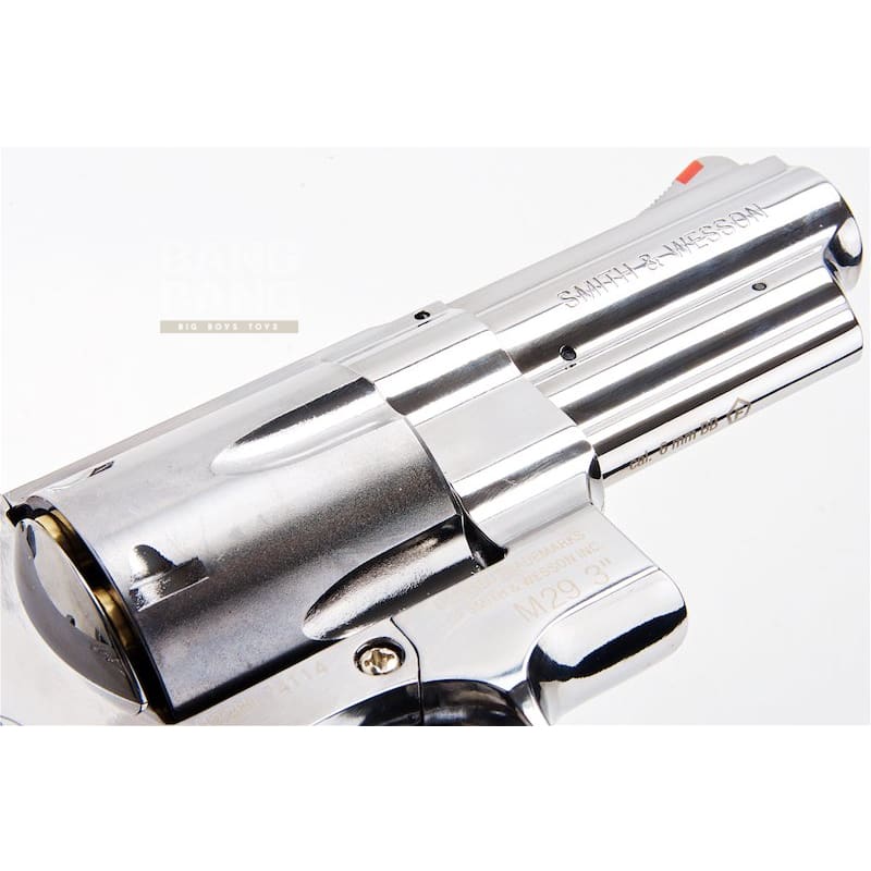 Umarex S&W M29 Airsoft Revolver CO2 (3 inch, Brown Grip, 6mm Version) - Silver (by WinGun) - Bang Bang Airsoft