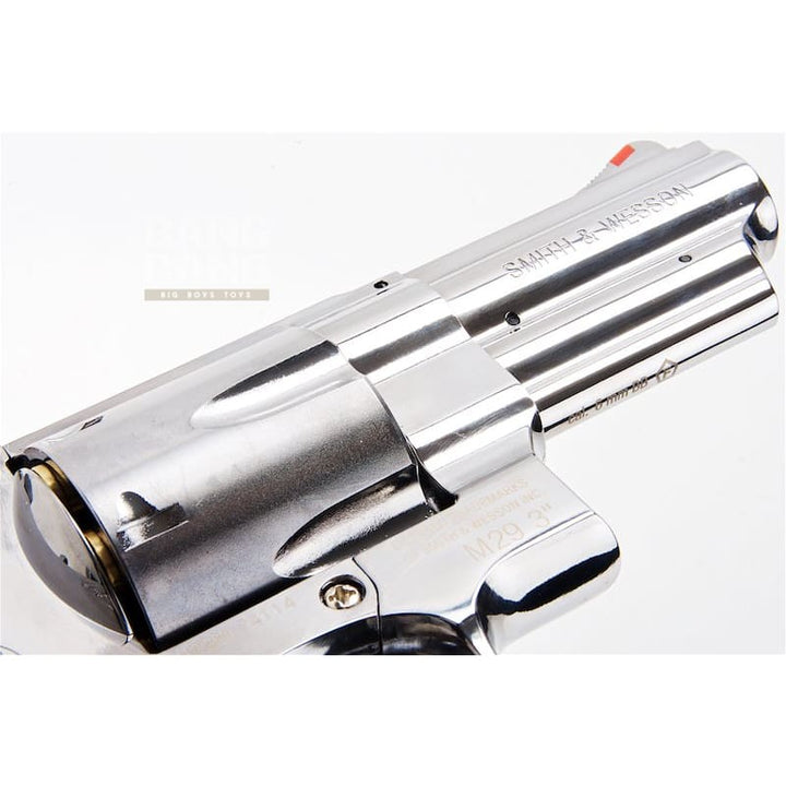 Umarex S&W M29 Airsoft Revolver CO2 (3 inch, Brown Grip, 6mm Version) - Silver (by WinGun) - Bang Bang Airsoft