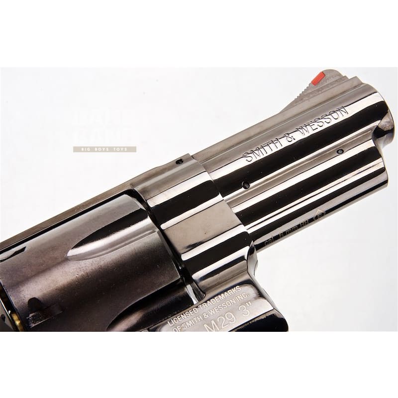 Umarex S&W M29 Airsoft Revolver CO2 (3 inch, Brown Grip, 6mm Version) - Titanium Black (by WinGun) - Bang Bang Airsoft