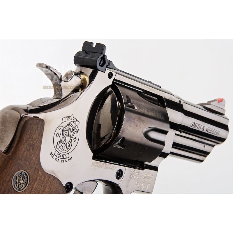 Umarex S&W M29 Airsoft Revolver CO2 (3 inch, Brown Grip, 6mm Version) - Titanium Black (by WinGun) - Bang Bang Airsoft