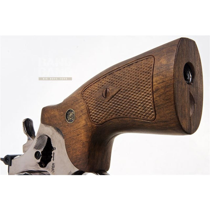 Umarex S&W M29 Airsoft Revolver CO2 (3 inch, Brown Grip, 6mm Version) - Titanium Black (by WinGun) - Bang Bang Airsoft