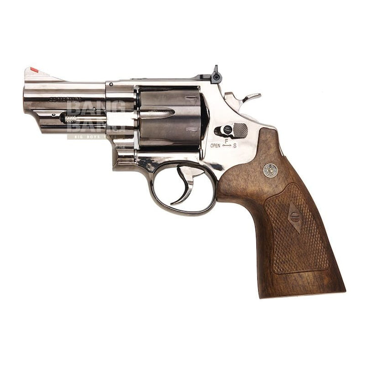 Umarex S&W M29 Airsoft Revolver CO2 (3 inch, Brown Grip, 6mm Version) - Titanium Black (by WinGun) - Bang Bang Airsoft