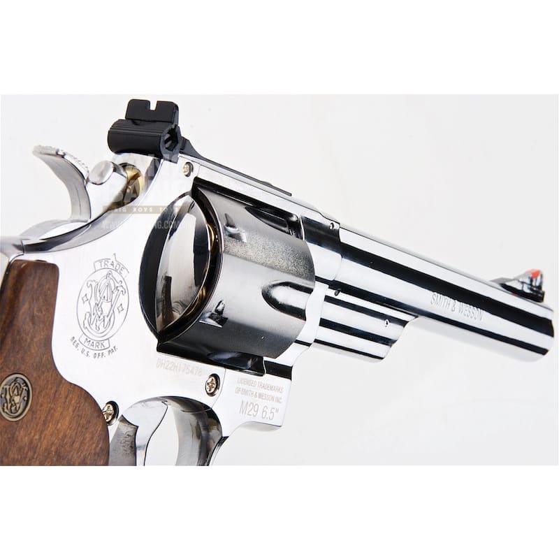 Umarex S&W M29 Airsoft Revolver CO2 (6.5 inch, Brown Grip, 6mm Version) - Silver (by WinGun) - Bang Bang Airsoft