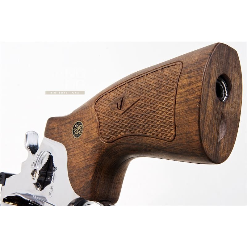 Umarex S&W M29 Airsoft Revolver CO2 (6.5 inch, Brown Grip, 6mm Version) - Silver (by WinGun) - Bang Bang Airsoft