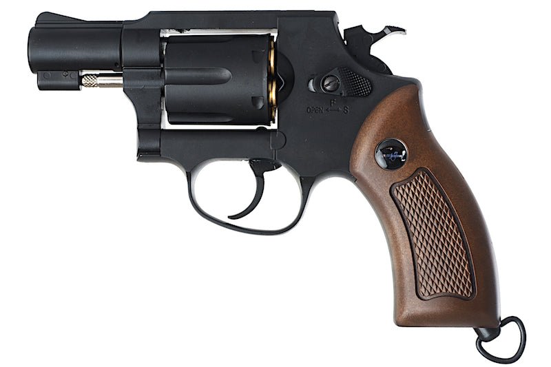 WinGun Airsoft Revolver CO2 733 (2inch, Brown Grip, 6mm Version) - Black - Bang Bang Airsoft
