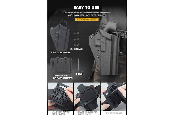 WoSport Lightweight Kydex Tactical Holster (G - 34) - Black - Bang Bang Airsoft
